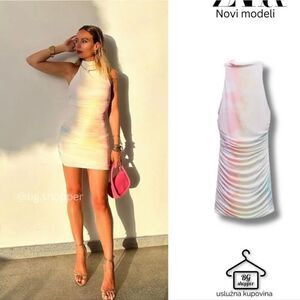 NWT ZARA SHORT TULLE DRESS WITH PRINT